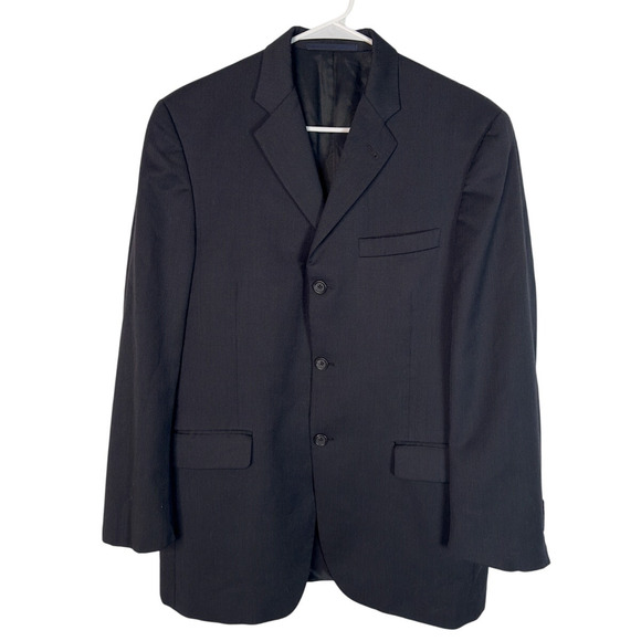Burberry 40R Bond Street Wool Suit Jacket 3 Button Pinstripe Blazer Black EUC! - Picture 2 of 8